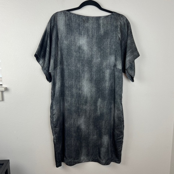 Eileen Fisher Hazy Print Silk Shift Dress Kimono Sleeves - Picture 3 of 5